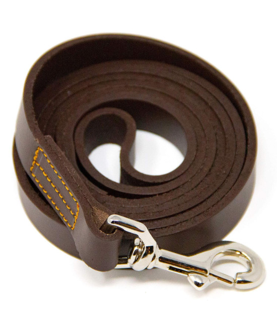 Logical Leather 5 Foot Dog Leash - Best for Training - Heavy Full grain Leather Lead - Brown