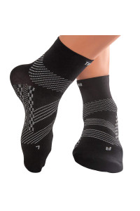 Techware Pro Ankle Compression Socks - Plantar Fasciitis Socks Ankle Brace Foot Support (Black Medium)