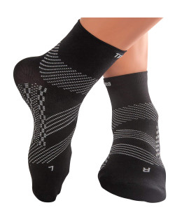 Techware Pro Ankle Compression Socks - Plantar Fasciitis Socks Ankle Brace Foot Support (Black Medium)