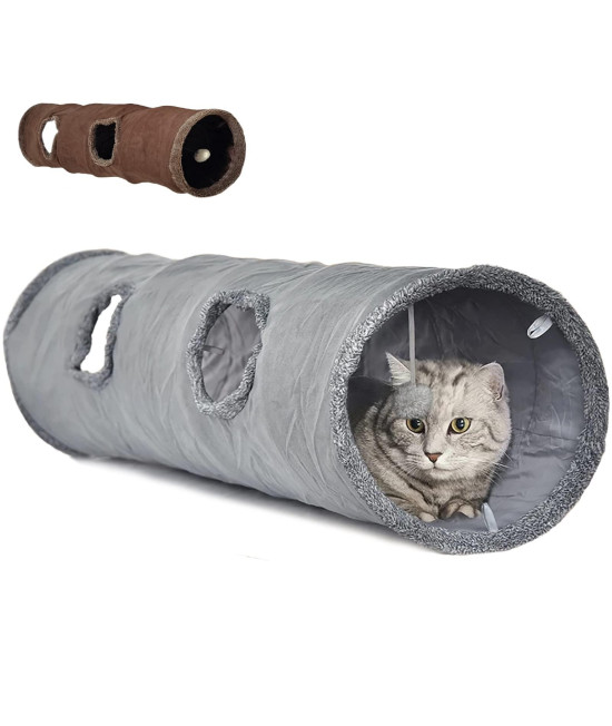 LeerKing Cat Tunnel 12 x 51 inch, Collapsible Pet Cat Play Tunnel Hideaway with Ball, Crinkle Cat Tunnels for Indoor Cats, Kitties, Rabbits, Bunnies, Puppy