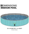 Kundu Round (32" Diameter x 8" Deep) Heavy Duty PVC Outdoor Pets and Kids Pool/Bathing Tub - Portable & Foldable - Medium