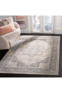 SAFAVIEH Brentwood collection 53 x 76 creamgrey BNT865B Medallion Distressed Non-Shedding Living Room Bedroom Dining Home Office Area Rug