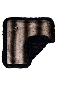 BESSIE AND BARNIE Frosted Glacier/Black Puma (Ruffles) Luxury Ultra Plush Faux Fur Pet, Dog, Cat, Puppy Super Soft Reversible Blanket (Multiple Sizes)