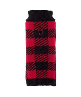 The Worthy Dog Turtleneck Sweater-Buffalo Plaid and Checked Pattern, Soft, Comfortable, Warm, Cold Winter Clothes Dogs - Red/Black Color-Extra Small