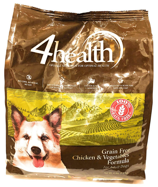 4health Tractor Supply Company Grain Free Adult Dog Food, Chicken & Vegetables Formula, 4 lb Bag