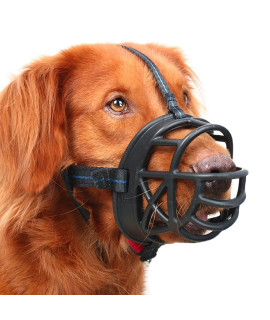 Dog Muzzle, Basket Breathable Silicone Dog Muzzle for Anti-Barking and Anti-chewing (Size6-155in, Black)