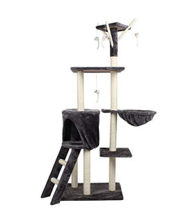 Yd Pet House-Cat Tree Condo Tower With Scratching Posts Play House Kitten Furniture Activity Centre 