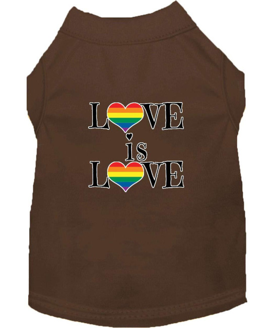 Mirage Pet Products Love is Love Screen Print Dog Shirt Brown Med