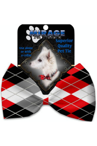 Red and grey Argyle Pet Bow Tie