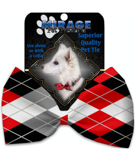 Red and grey Argyle Pet Bow Tie