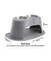 PetComfort Double High Feeding System with Standard Mat (12 inch, Dark Grey)