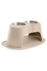 PetComfort Double High Feeding System with Standard Mat (12 inch, Tan)