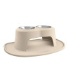 PetComfort Double High Feeding System with XL Mat (10" Stand, Tan)