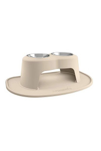 PetComfort Double High Feeding System with XL Mat (10" Stand, Tan)