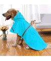 NACOCO Large Dog Raincoat Adjustable Pet Water Proof Clothes Lightweight Rain Jacket Poncho Hoodies with Strip Reflective (L, Lake Blue)