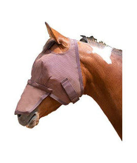 Kensington Signature Removable Nose Fly Mask - Protects Horses Face Nose While Allowing Full Visibility - Ears Forelock Able to Come Through The Mask (L, Bay)