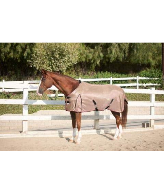 Kensington Platinum SureFit Protective Fly Sheet for Horses - SureFIt Cut with Snap Front Chest Closure - Made of Grooming Mesh This Sheet Offers Maximum Protection Year Round, Tan, 69