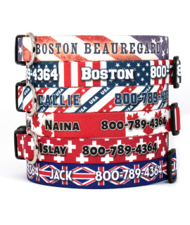 Buttonsmith Flags custom Dog collar - Made in The USA - Fadeproof Permanently Bonded Printing, Military grade Rustproof Buckle, choice of 6 Sizes
