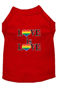 Mirage Pet Products Love is Love Screen Print Dog Shirt Red Sm