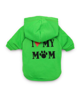 Droolingdog Dog T Shirt Green I Love My Mom Shirts Puppy Clothes For Small Dogs Large Green