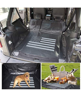 Pet Dog Hammock Style Cargo Cover & Liner For Jeep Wrangler JK JKU - PVC & 600D Oxford, Quilted Waterproof Machine Washable & Nonslip Backing , Seat & Cargo Protection