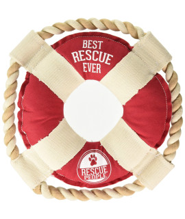 Pavilion Gift Company Pavilion-Best Rescue Ever-Life Saver 11 Inch Large Tug of War Rope Sturdy & Durable Canvas Dog Toys, Red