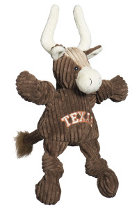 HuggleHounds Officially Licensed college Mascot Squeaky Dog Toy for Aggressive chewers - Plush corduroy Dog Toys - Soft Extra Durable Stuffed Pet Toy Longhorn Texas (Not Official License), Small