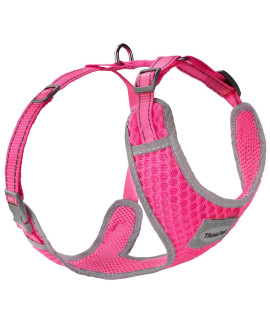 ThinkPet Reflective Breathable Soft Air Mesh No Pull Puppy Choke Free Over Head Vest Ventilation Harness for Puppy Small Medium Dogs and Cats(XS,Rose)