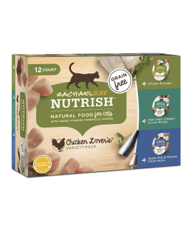 Rachael Ray Nutrish Premium Wet Cat Food, Chicken Lovers Variety Pack, Grain Free, 12 Count (Pack of 1)