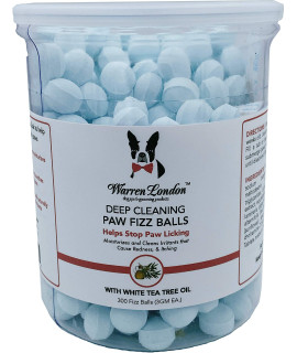 Warren London Deep cleaning Paw Soak Soothing Itchy Paw Relief for Dogs with Seaweed, Tea Tree Oil, Aloe Vera Anti Licking for Dogs Paws 5 Minute Paw Spa Service at Home 300 Balls