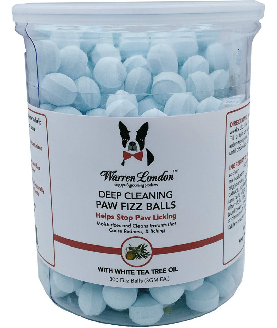 Warren London Deep cleaning Paw Soak Soothing Itchy Paw Relief for Dogs with Seaweed, Tea Tree Oil, Aloe Vera Anti Licking for Dogs Paws 5 Minute Paw Spa Service at Home 300 Balls