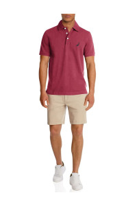 Nautica Mens Short Sleeve Solid Stretch cotton Pique Polo Shirt, Maroon, XX-Large