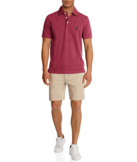 Nautica Mens Short Sleeve Solid Stretch cotton Pique Polo Shirt, Maroon, XX-Large