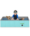 Kundu Rectangular (43" x 27" x 12") Heavy Duty Pets & Kids PVC Outdoor Pool/Bathing Tub - Portable & Foldable - Large