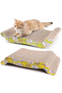 Primepets Cat Scratcher Cardboard, 2 Pack Reversible Corrugated Cat Scratching Pad Replacement Scratcher Pad Lounge Sofa Bed, Catnip Included
