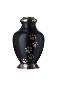 Best Friend Services Kennedy Paws Series Quality Pet Cremation Urn for Dogs and Cat Ashes, Large Size, Ebony with Pewter Paws and Chrome Trim