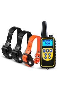 Dog Training Collar Shock Collars with Remote 875 Yards, Waterproof Rechargable Activated Anti Bark Collar with Beep Vibration Static Shock for Medium Large Dogs