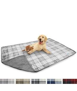 PetAmi Waterproof Dog Blanket for Bed, Couch, Sofa | Waterproof Dog Bed Cover for Large Dogs, Puppies | Checkered Grey Sherpa Fleece Pet Blanket Furniture Protector | 80 x 60 (Light Gray)