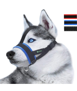 Head Strap Dog Muzzle Prevent from Taking Off by Paws for Small,Medium and Large Dogs(XXXL/Blue)