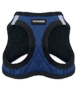 Voyager Step-In Plush Dog Harness - Soft Plush, Step In Vest Harness for Small and Medium Dogs by Best Pet Supplies - Royal Blue Faux Leather, M (Chest: 16 - 18)