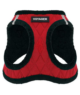 Voyager Step-In Plush Dog Harness - Soft Plush, Step In Vest Harness for Small and Medium Dogs by Best Pet Supplies - Red Plush, L (chest: 18 - 205)
