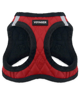 Voyager Step-In Plush Dog Harness - Soft Plush, Step In Vest Harness for Small and Medium Dogs by Best Pet Supplies - Red Faux Leather, M (Chest: 16 - 18)