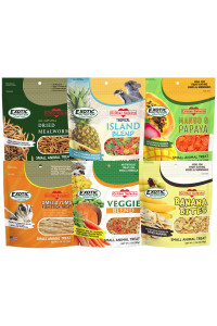 Treat Assortment 6 Pack - Pet Treat with Mix of Dried Fruits, Dried Insects, & Other Crunchies - for Sugar Gliders, Hedgehogs, Squirrels, Rabbits, Marmosets, Rats, Hamsters - Sample Variety