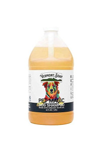 VERMONT SOAP Organics Pet Shampoo - Infused with Organic & Natural Olive Oil, coconut & Aloe Vera Dog Shampoo for Sensitive Skin - USDA certified grooming Pet Shampoo (64oz)