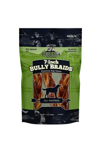 Redbarn 7" Braided Bully Sticks for Dogs. Natural, Grain-Free, Highly Palatable, Long-Lasting Dental Chews Sourced from Free-Range, Grass-Fed Cattle, 3-Count (Pack of 12)