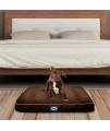 Sealy Cushy Comfy Pet Dog Bed | Memory and Orthopedic foam with Cooling Energy Gel Dog Pet Bed with machine washable Sherpa top and water resistant inner liner, Medium Brown