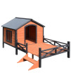 PawHut Large Dog House with Porch for Expansive Size, XL Wooden Elevated Dog Shelter, 67", Natural