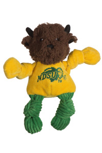 HuggleHounds Officially Licensed college Mascot Squeaky Dog Toy for Aggressive chewers - Plush corduroy Dog Toys - Soft Extra Durable Stuffed Pet Toy North Dakota State University Thundar, Small