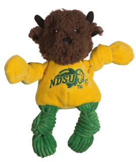 HuggleHounds Officially Licensed college Mascot Squeaky Dog Toy for Aggressive chewers - Plush corduroy Dog Toys - Soft Extra Durable Stuffed Pet Toy North Dakota State University Thundar, Small