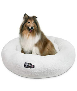 BESSIE AND BARNIE Ultra Plush Deluxe Comfort Pet Dog & Cat White Snuggle Bed (Multiple Sizes) - Machine Washable, Made in The USA, Reversible, Durable Soft Fabrics
